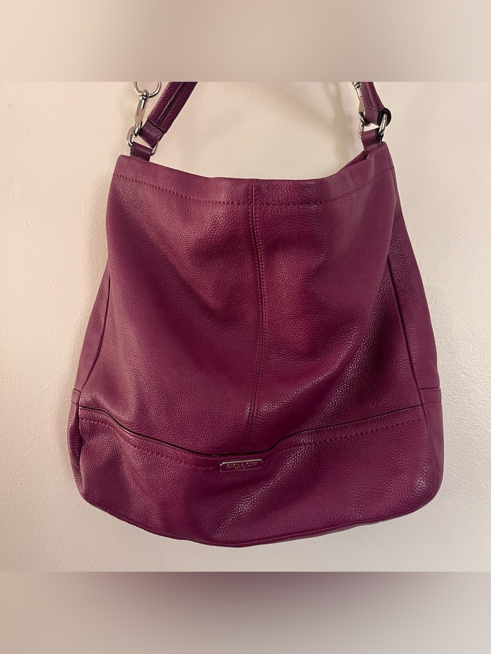 Coach Legacy Pebble Leather Hobo Bag in Purple, Satin Lining, Zippered - Picture 8 of 9